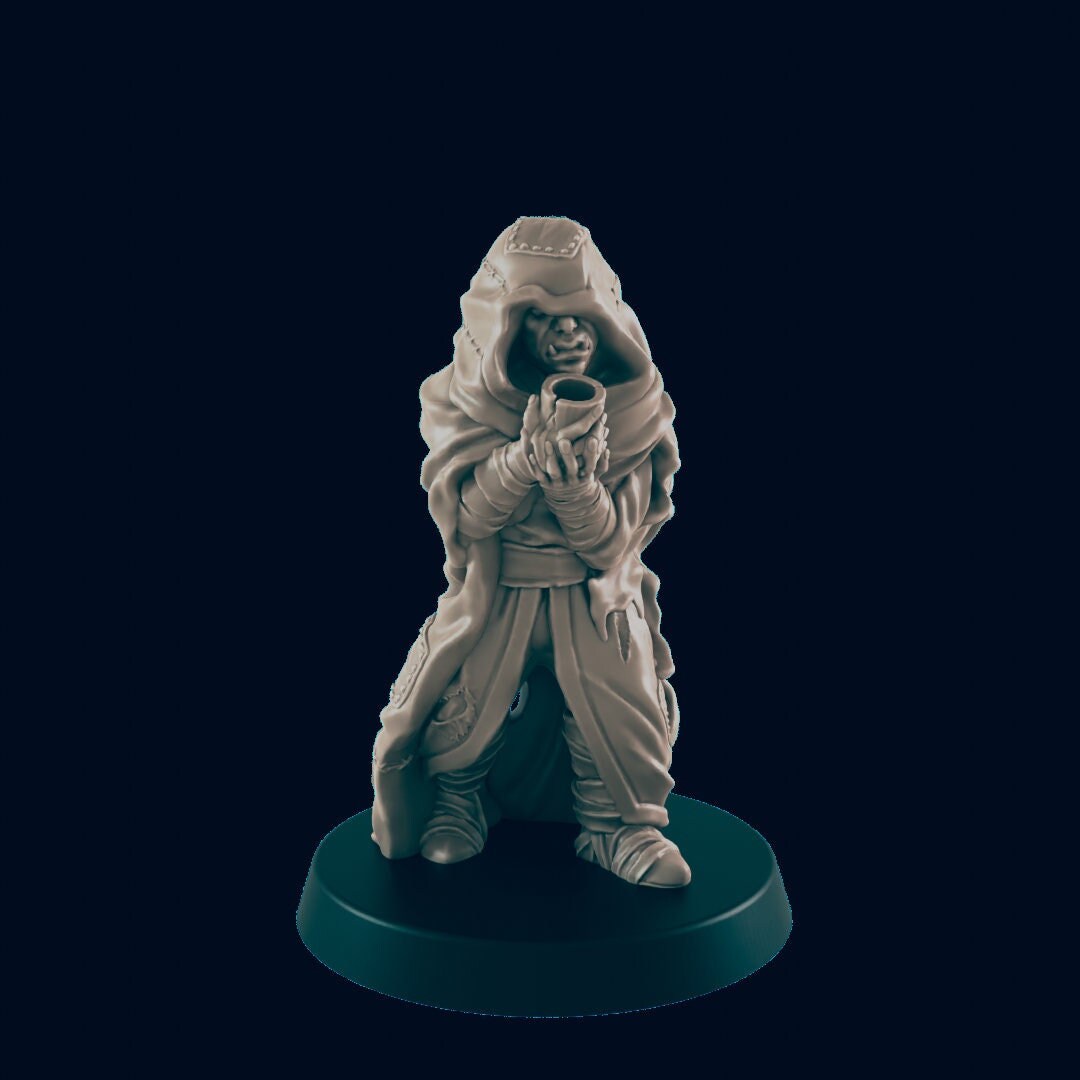 NPC Half Orc Beggar - 25mm - 75mm Scale | DnD | EC3D Fantasy Mini | Townsfolk