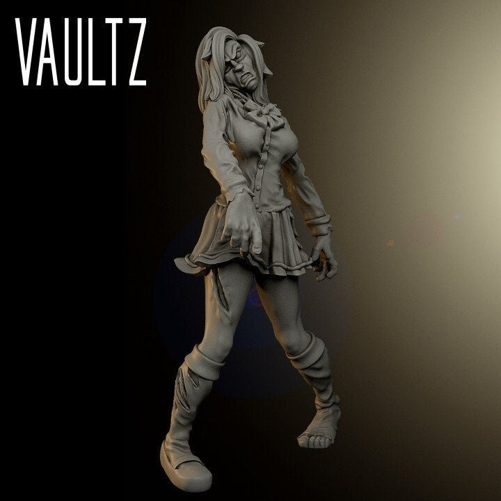 Zombie School girl | 28mm - 100mm Scale Resin Mini | Zombicide | Vaultz