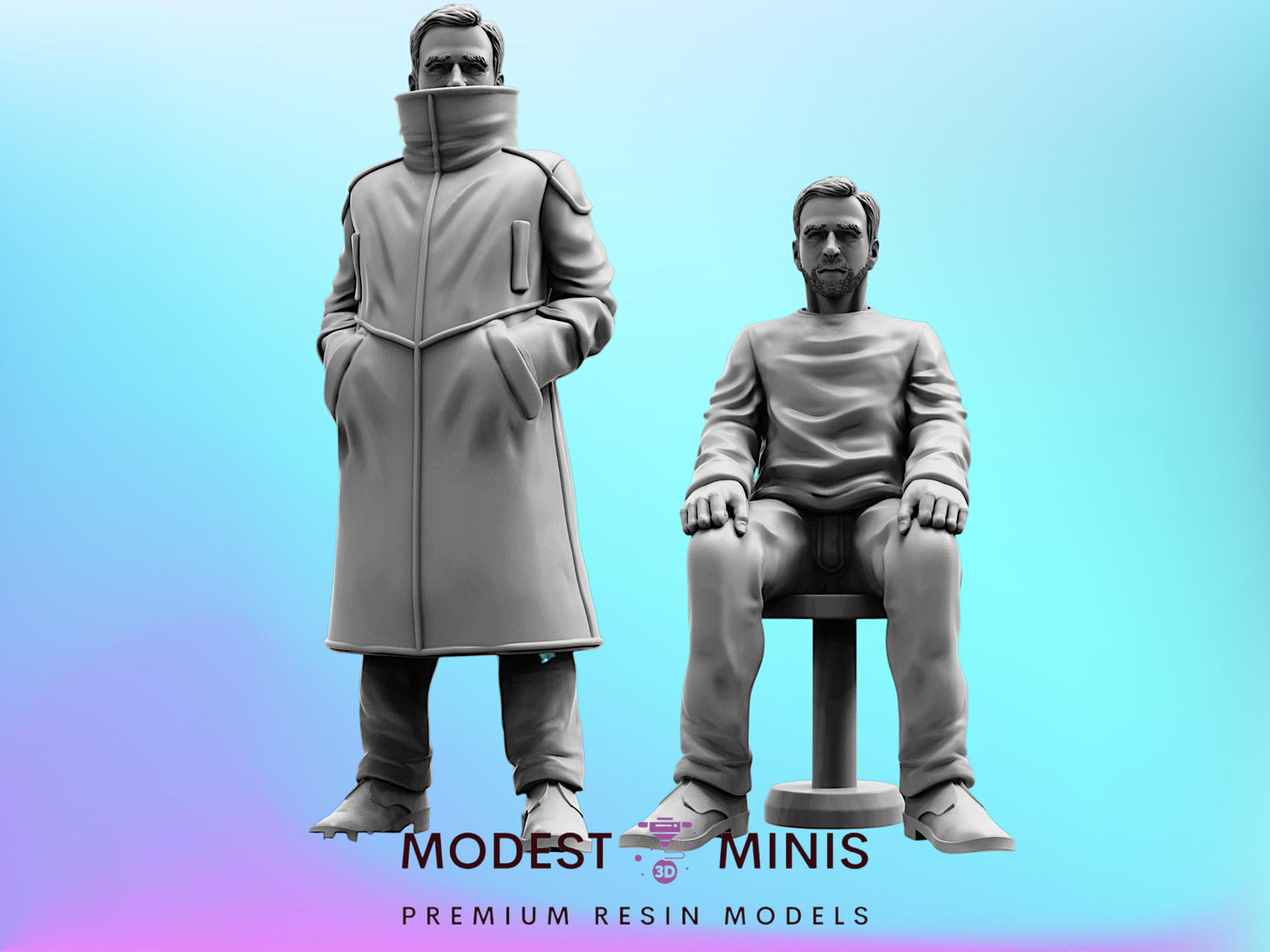 Replicant Retirement Officer 3-4 - 28mm 32mm 40mm Scale Cyberpunk Miniature  |  Blade Runner | | Papsikels