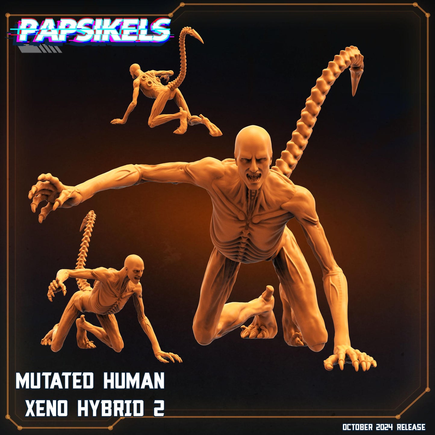 Mutated Human Xeno Hybrid - Resin 3D Print Alien Miniature | RPG | Sci fi | Cyberpunk | Role Playing | DnD | Papsikel