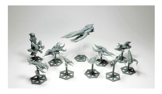 10pc Alien Oq'Uiar Bioship Fleet - Fleetscale Mini | Starfinder | Billion Suns | Starmada | Firefly | Terra Conflict