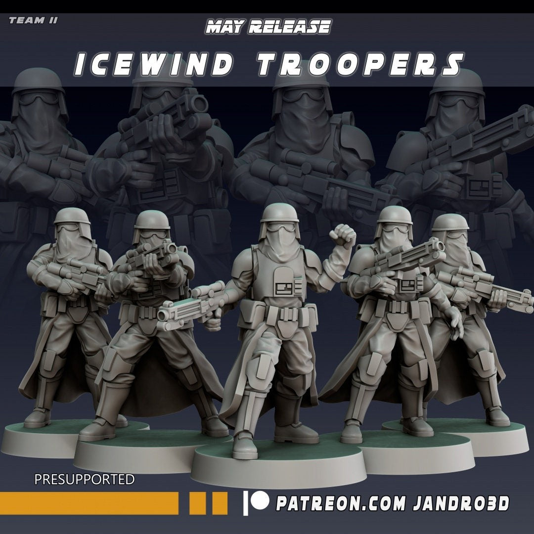 9pc Icewind Troopers Snow Ops Team  - 28mm - 40mm Scale Star Wars Legion Mini