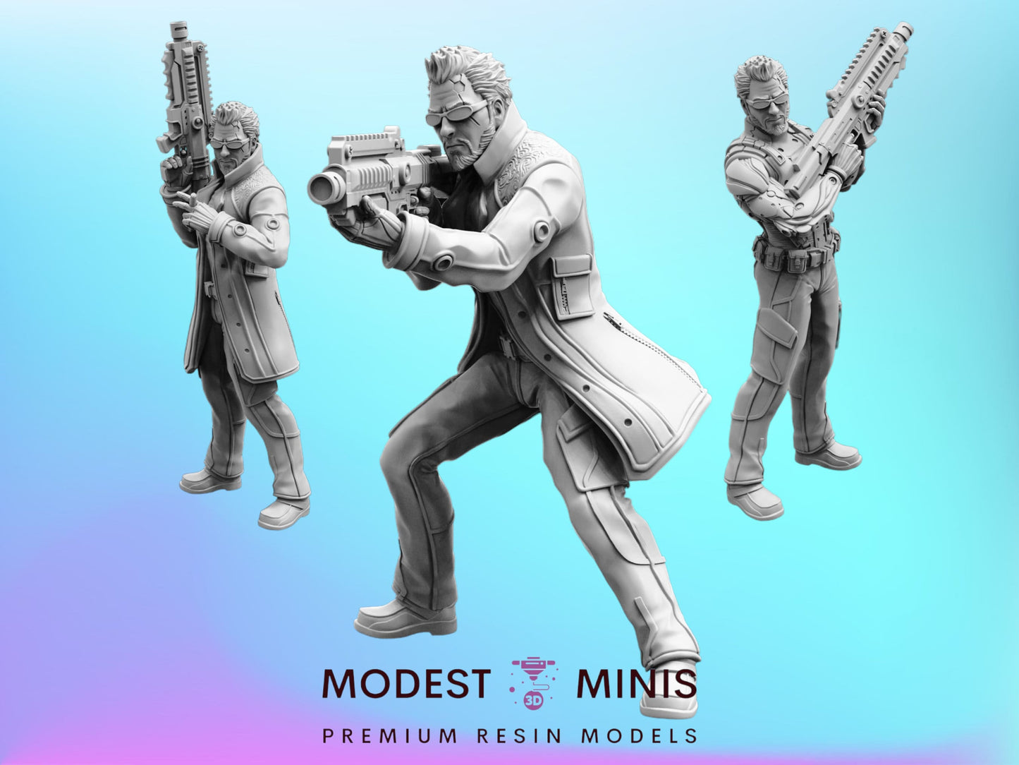 Cybernetic Chief Security Set - Resin Cyberpunk Miniature  | Papsikels