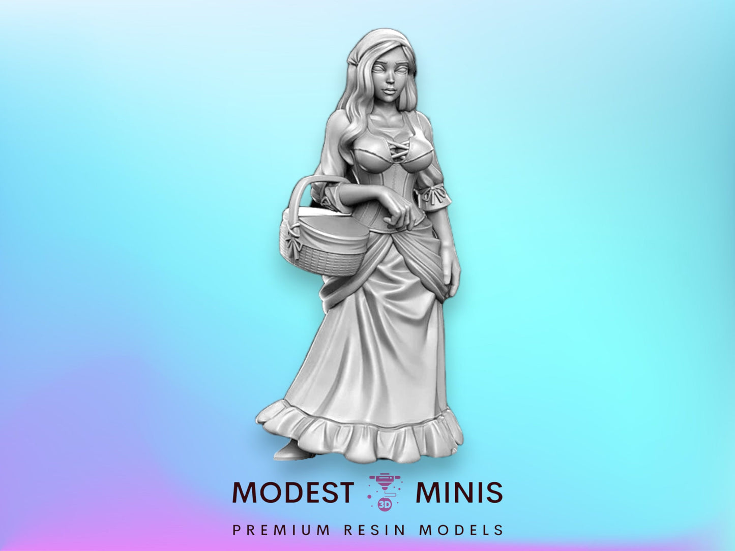 Villager NPC Alice market girl - 32mm Scale DnD Miniature | Dungeons and Dragons | JRPG Mini - RN Estudio