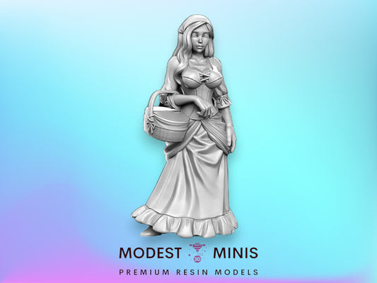 Villager NPC Alice market girl - 32mm Scale DnD Miniature | Dungeons and Dragons | JRPG Mini - RN Estudio