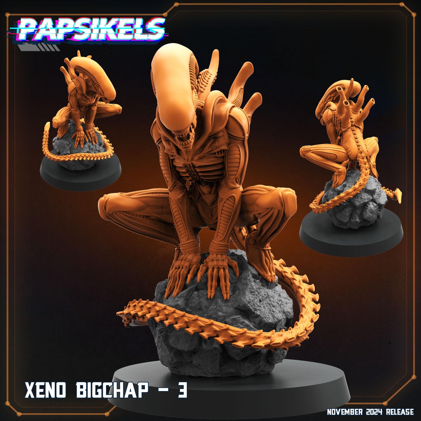 7pc Big Chap Set Xeno - 32mm Scale Alien Miniature | RPG | Sci fi | Cyberpunk | Role Playing | DnD | Papsikel