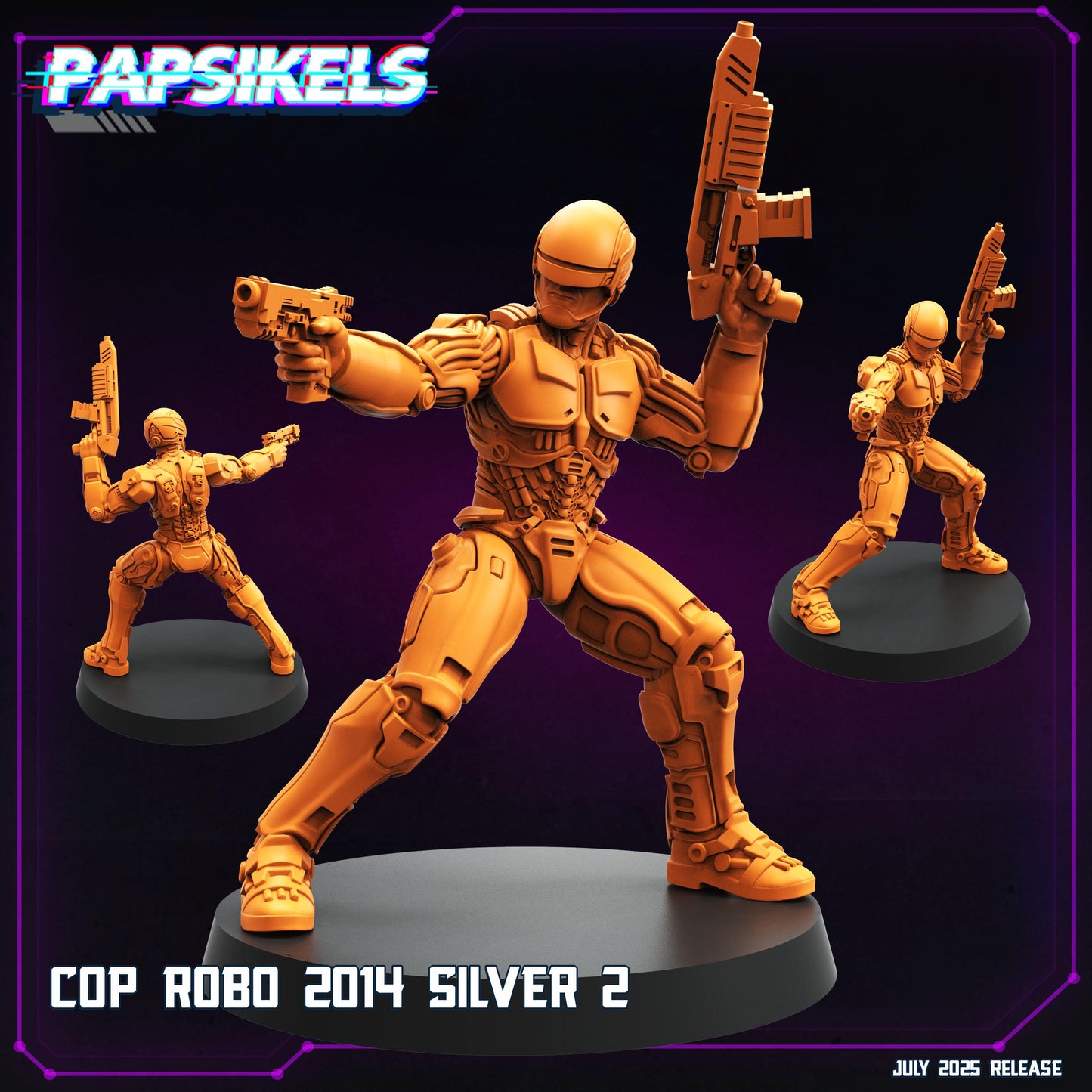 Cop Robo 2014 Silver - 32mm Scale Cyberpunk Miniature  | Papsikels