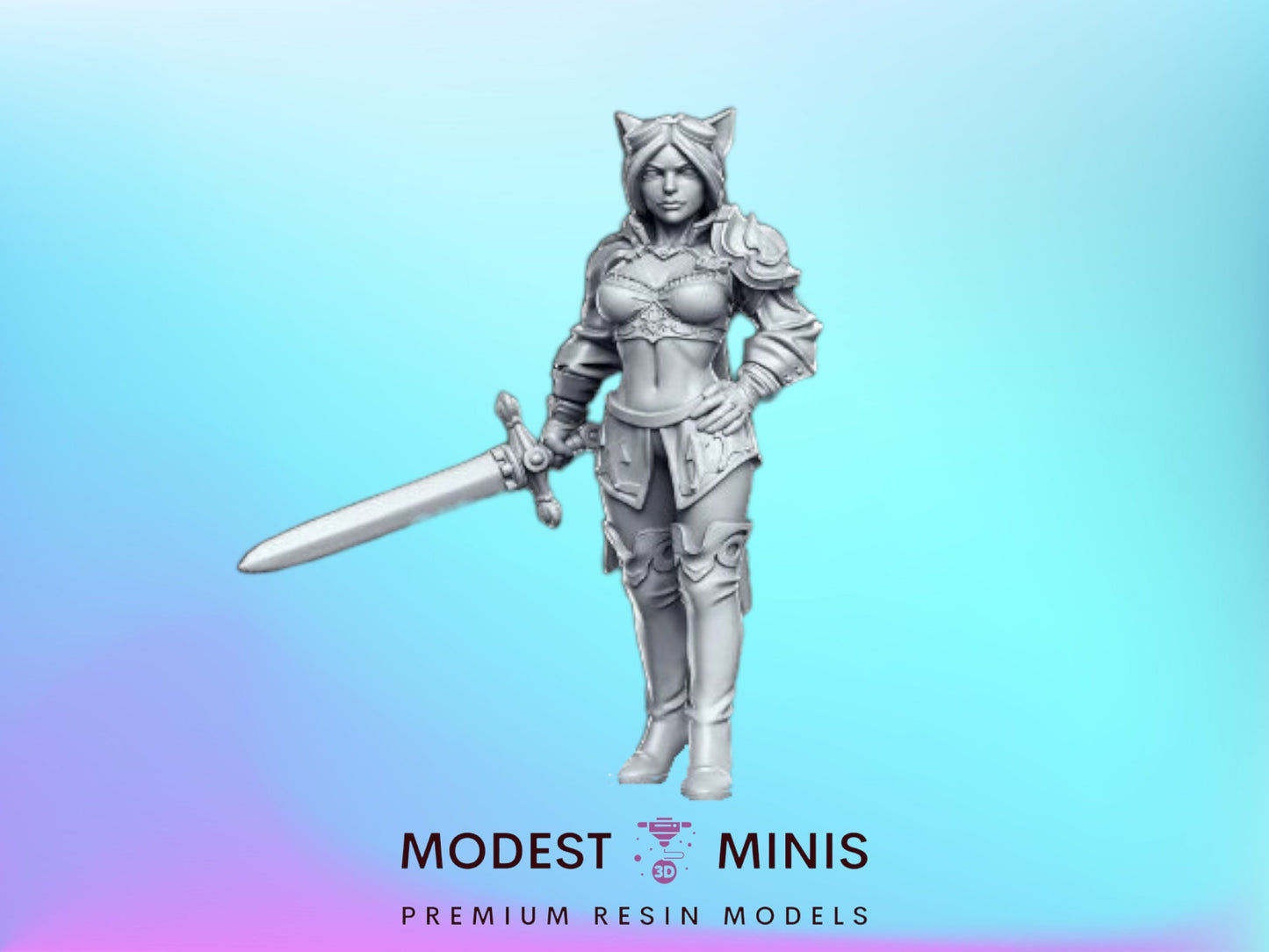 Ambar Cat Ears - 32mm Scale DnD Miniature | Dungeons and Dragons | JRPG Mini - RN Estudio