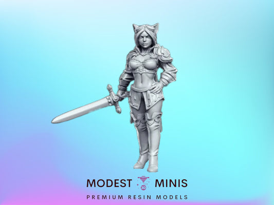 Ambar Cat Ears - 32mm Scale DnD Miniature | Dungeons and Dragons | JRPG Mini - RN Estudio