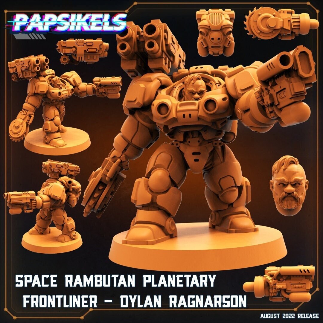 Space Dwarf Dylan Powersuit C - 32mm Scale Alien Miniature | RPG | Sci fi | Cyberpunk | Role Playing | DnD | Papsikel