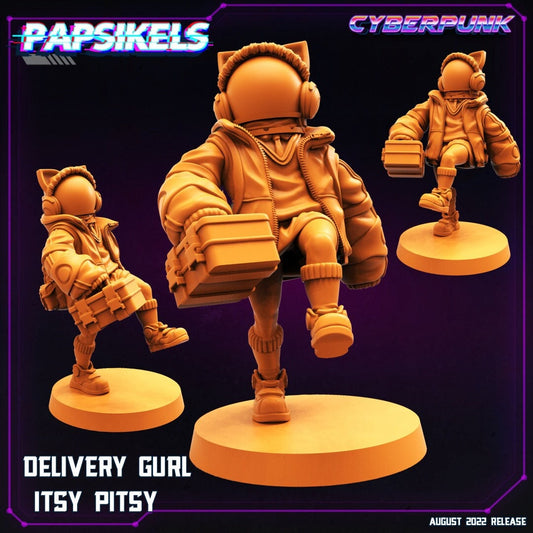 Cyberpunk Delivery Gurl Itsy Pitsy - 32mm Scale Alien Miniature  | Batang City | Papsikels