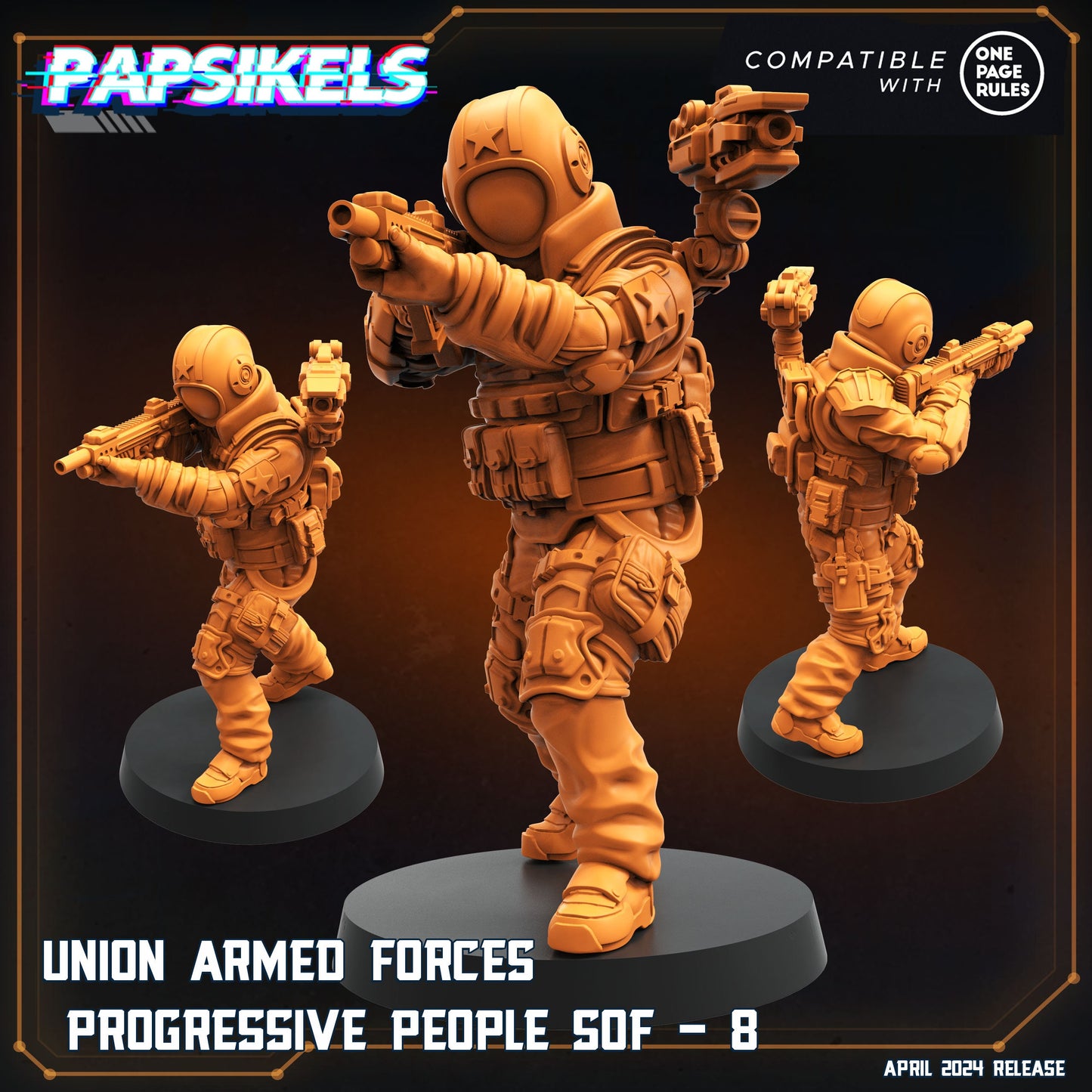 Union Armed Progressive People 7-12 - 32mm Scale Alien Miniature | RPG | Sci fi | Role Playing | DnD | Papsikel