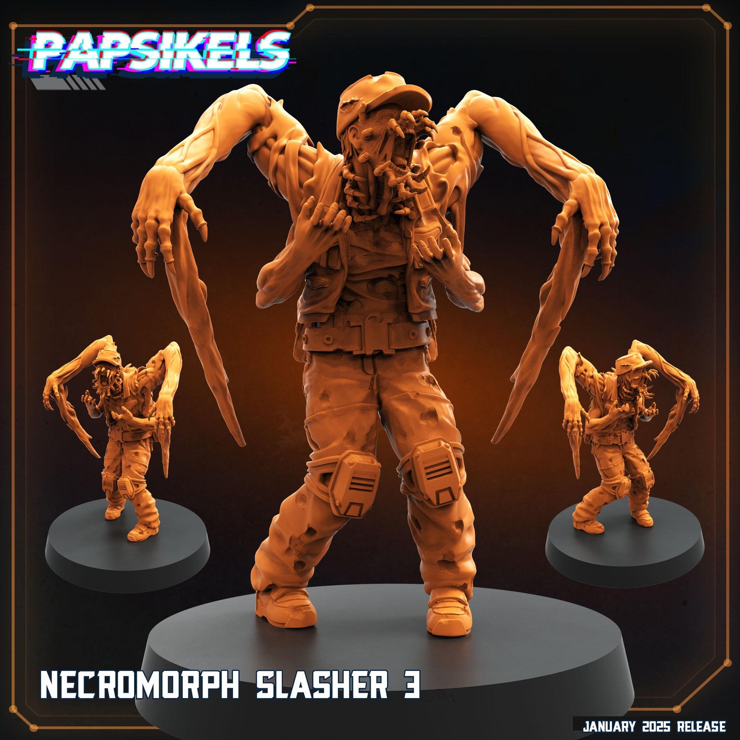Necromorph Slashers - 32mm Scale Alien Miniature | RPG | Sci fi | Role Playing | DnD | Papsikel