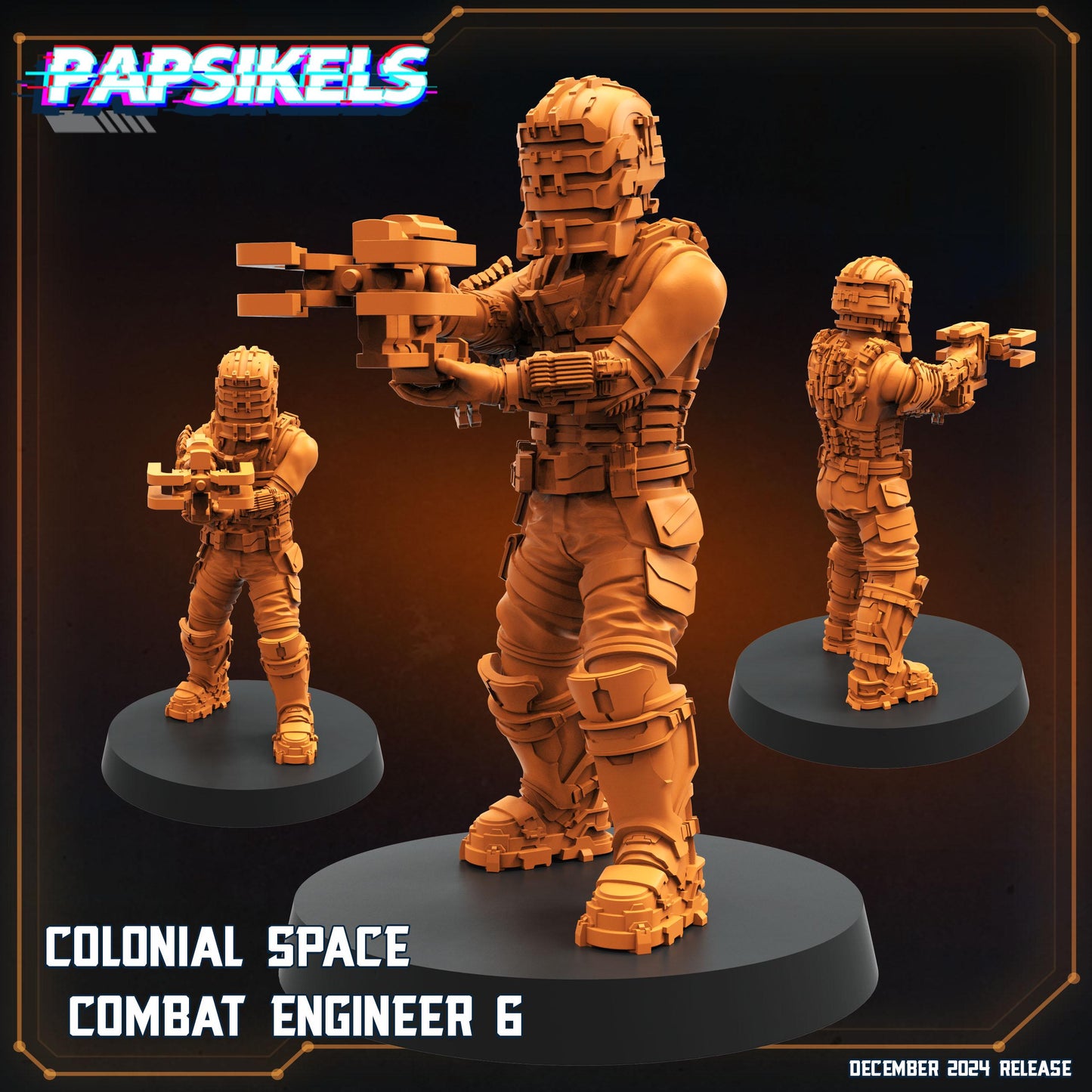 7pc Combat Engineer - 32mm Scale Cyberpunk Miniature | RPG | Sci fi | AvP | Role Playing | DnD | Papsikel