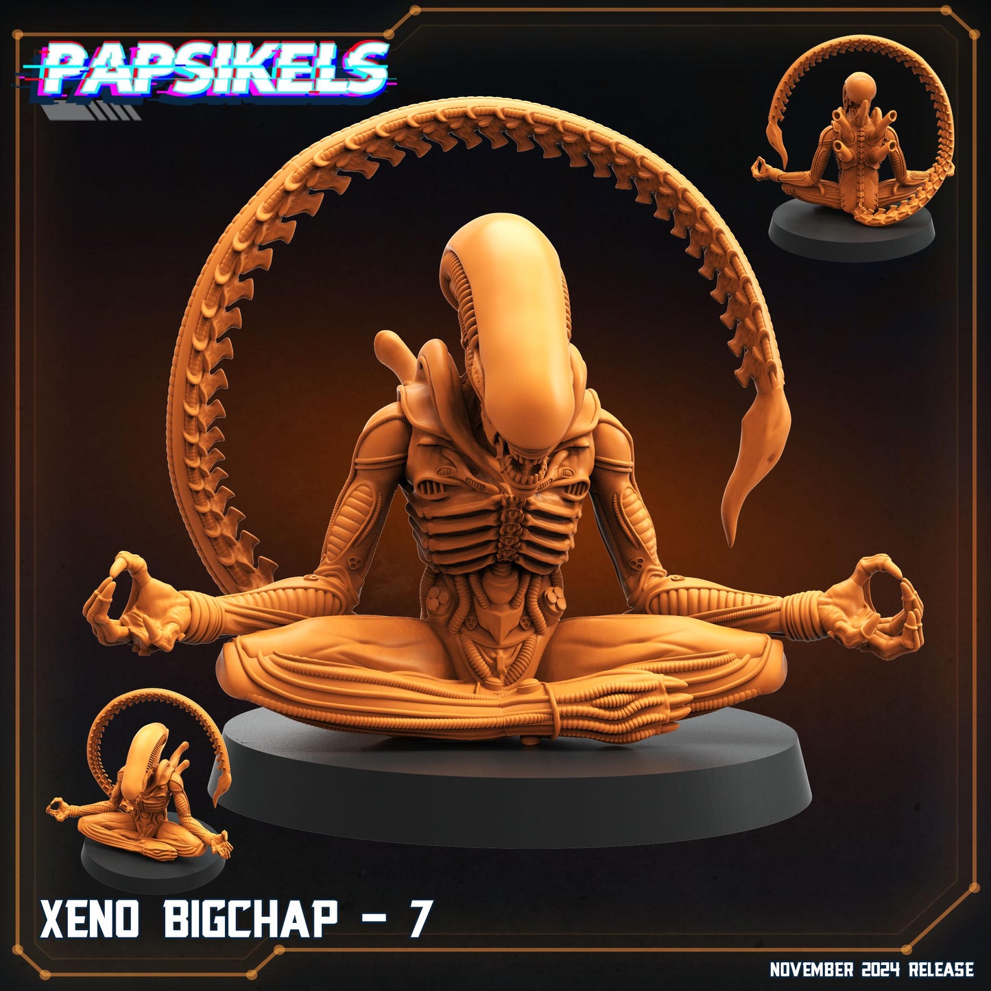 7pc Big Chap Set Xeno - 32mm Scale Alien Miniature | RPG | Sci fi | Cyberpunk | Role Playing | DnD | Papsikel