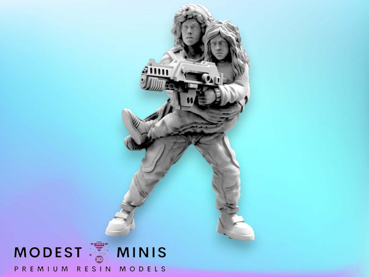 Lannie and Child  - 32mm Scale Alien Miniature | RPG | Sci fi | Cyberpunk | Role Playing | DnD | Papsikel