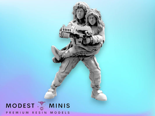Lannie and Child  - 32mm Scale Alien Miniature | RPG | Sci fi | Cyberpunk | Role Playing | DnD | Papsikel