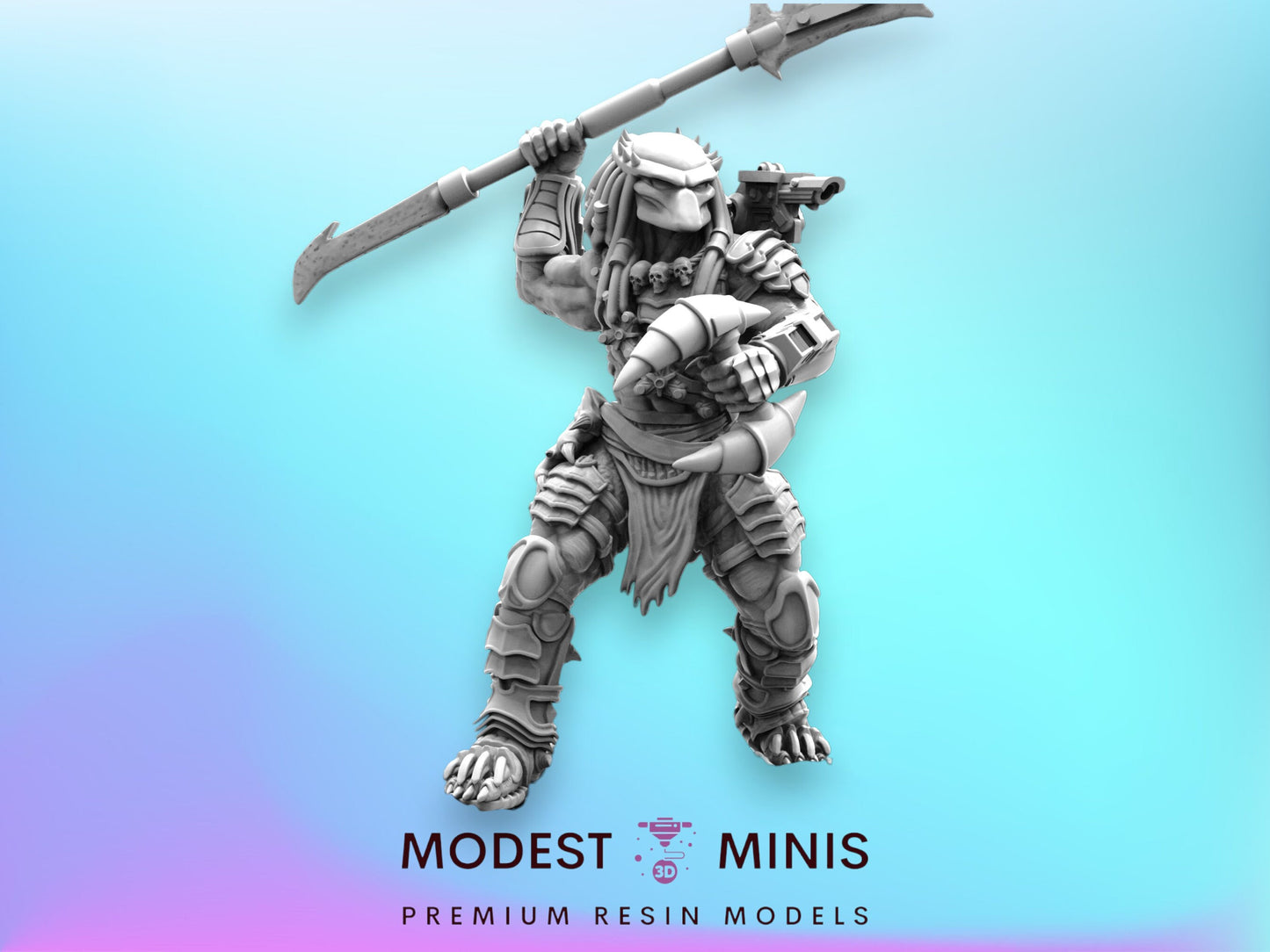 Elite Wulfen Skull Hunter - 32mm Scale Alien Miniature | RPG | Sci fi | Cyberpunk | Role Playing | DnD | Papsikel