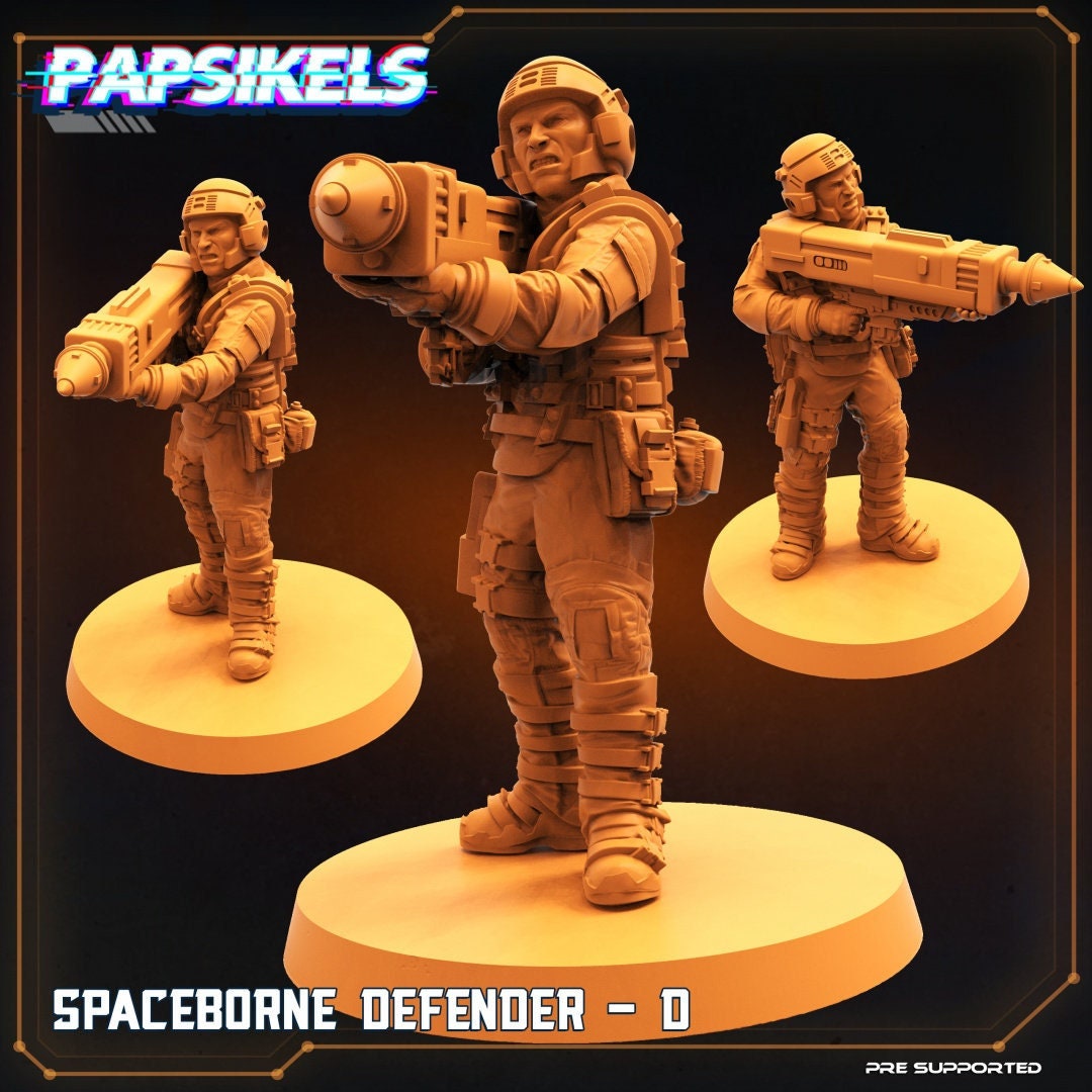 Spaceborne Defender D - 32mm Scale Alien Miniature | RPG | Sci fi | Batang City | Role Playing | DnD | Papsikel