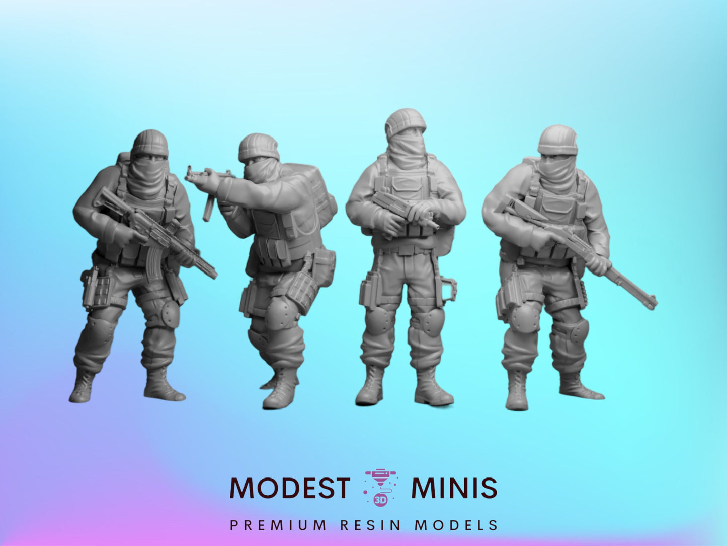 4pc Rogue Element Operatives - 28mm Scale Resin Military Miniature | Zona Alfa | Spectre Ops Mini