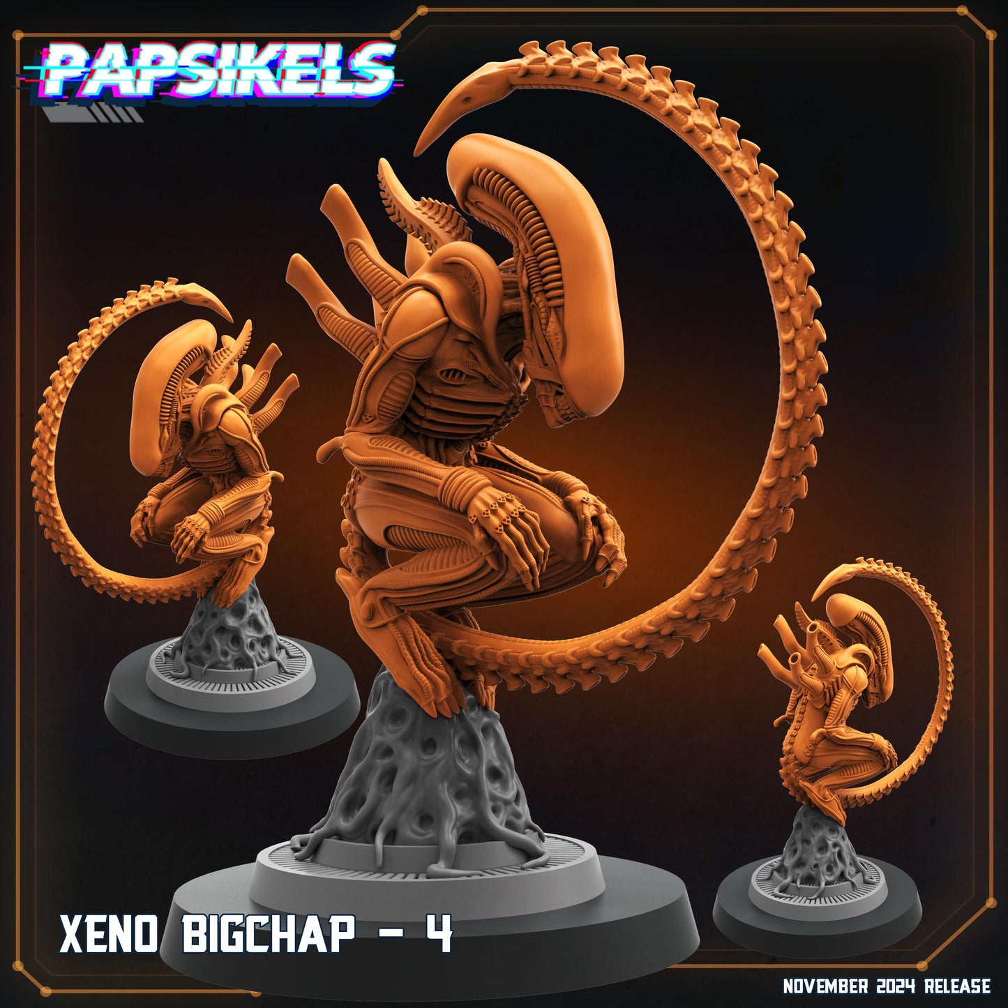 7pc Big Chap Set Xeno - 32mm Scale Alien Miniature | RPG | Sci fi | Cyberpunk | Role Playing | DnD | Papsikel