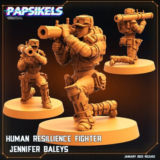 Resilience Fighter Jennifer Baleys - 32mm Scale Resistence | RPG | Sci fi | Cyberpunk | Role Playing | DnD | Papsikel