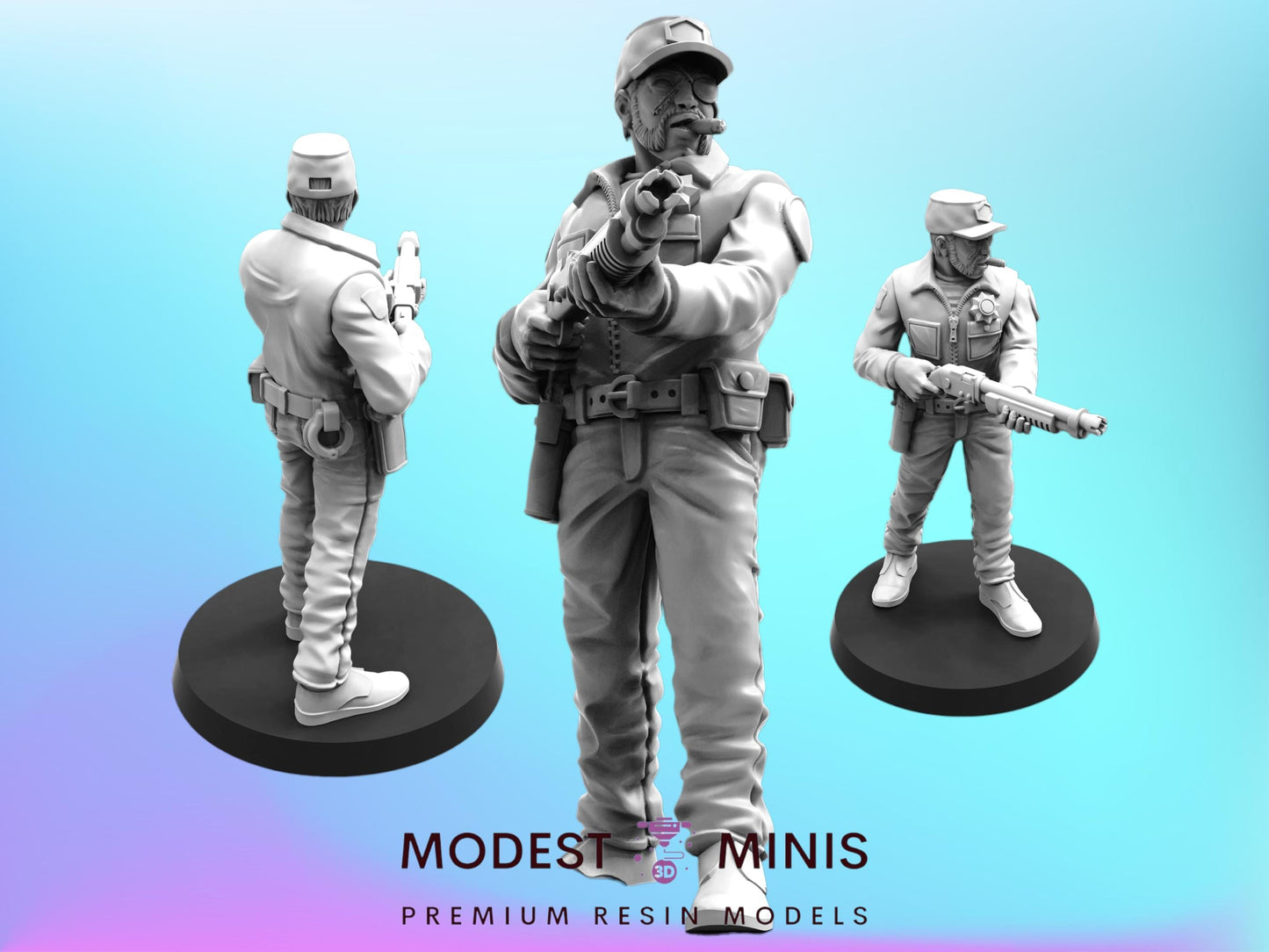 Marshal James Hunt - 32mm Scale Alien Miniature | RPG | Sci fi | Cyberpunk | Role Playing | DnD | Papsikel