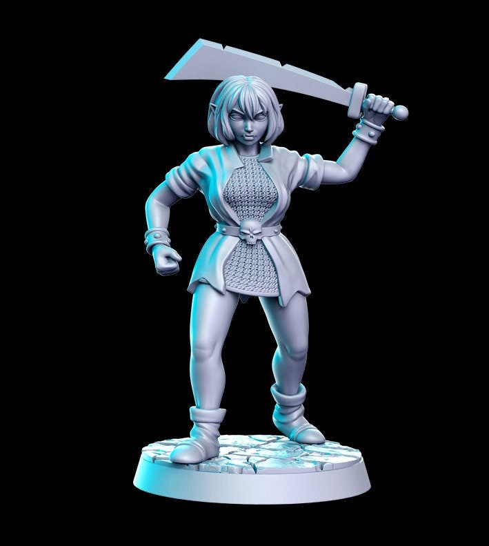 Heroine Quest Orc Sword Female - 28mm 32mm Scale DnD Miniature | Dungeons and Dragons | RN Estudio