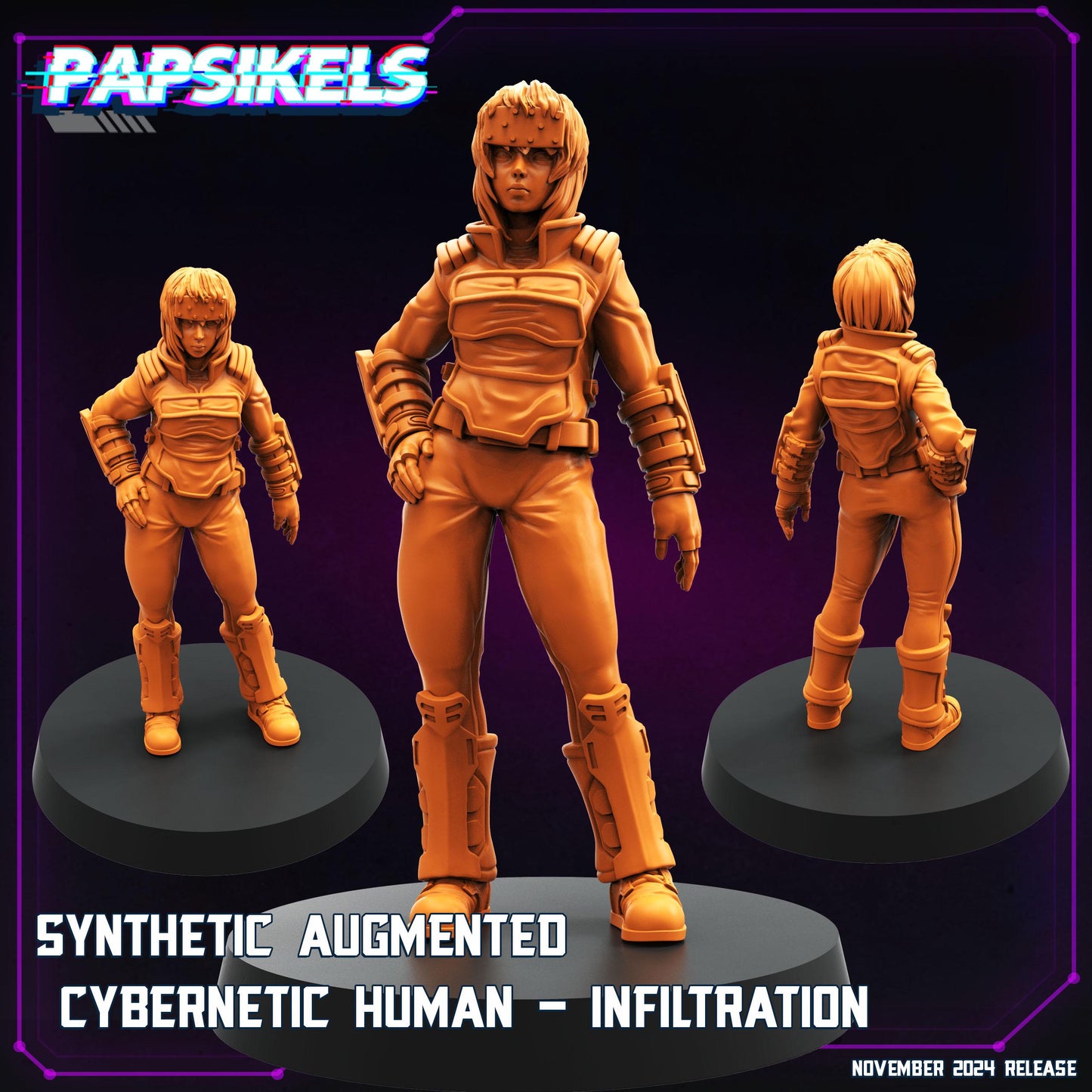 Augmented Cybernetic Humans Set - 28mm 32mm 40mm Scale Cyberpunk Miniature  |  Blade Runner | | Papsikels