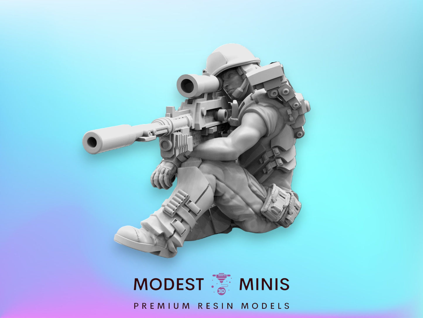Female Marine Sniper Aryan Wolva - 32mm Scale Alien Miniature | RPG | Sci fi | Law Upholders | Role Playing | DnD | Papsikel