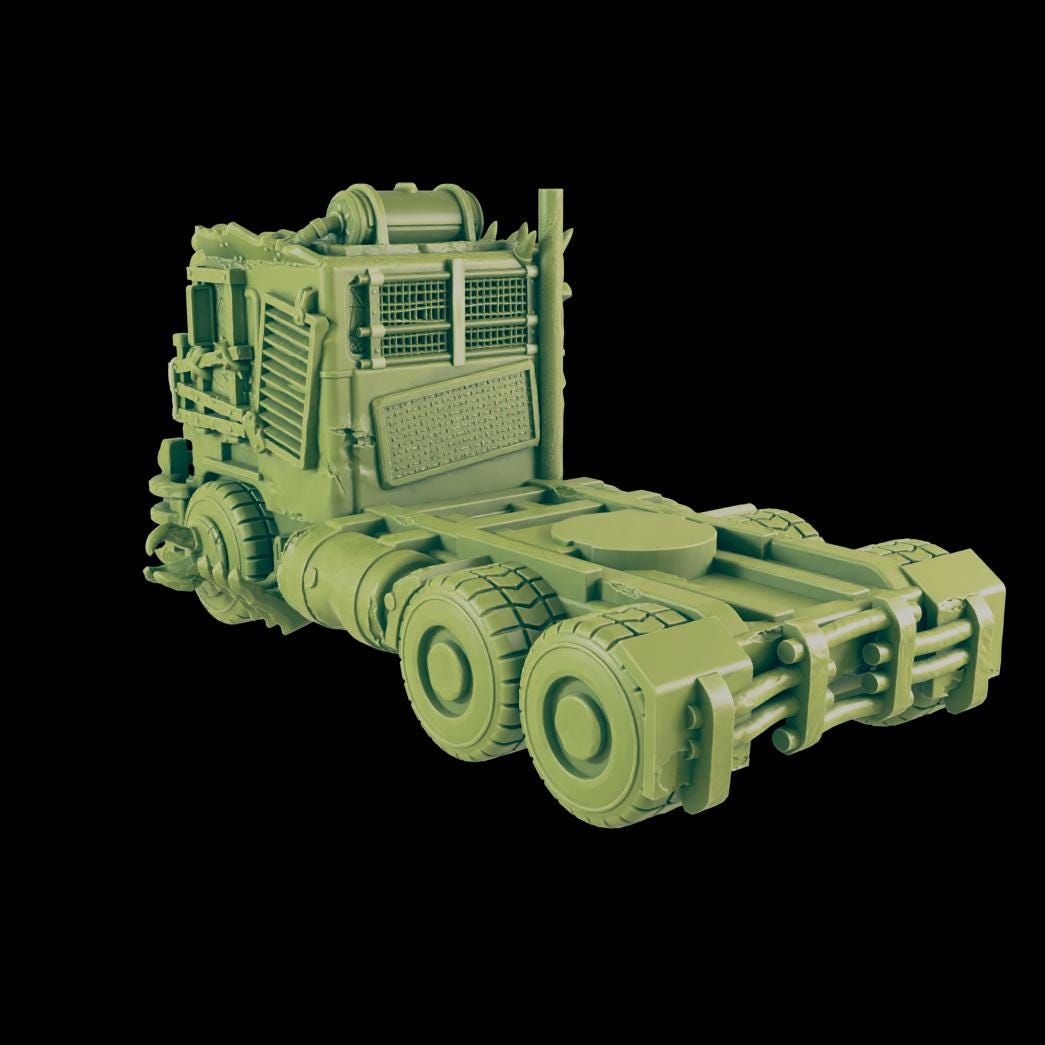 EC3D Badlands Semi Truck and Trailor | 28mm - 40mm Scale | Survivor Terrain | Fantasy Scatter | Sci Fi Terrain | EC3D Badlands