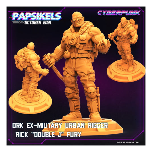 Orc Military Urban Rigger Rick - 32mm Scale Cyberpunk Miniature  | Alien | Papsikels