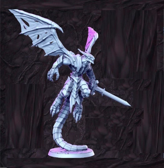 Veltrax Dragon Knight - 32mm Scale DnD Miniature | Dungeons and Dragons | JRPG Mini - RN Estudio