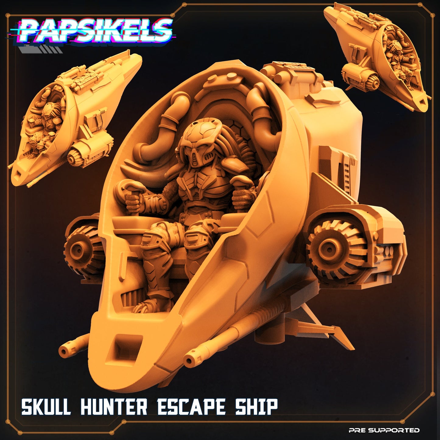 Skull Hunter Escape Ship - 32mm Scale Alien Miniature | RPG | Sci fi | Cyberpunk | Role Playing | DnD | Papsikel