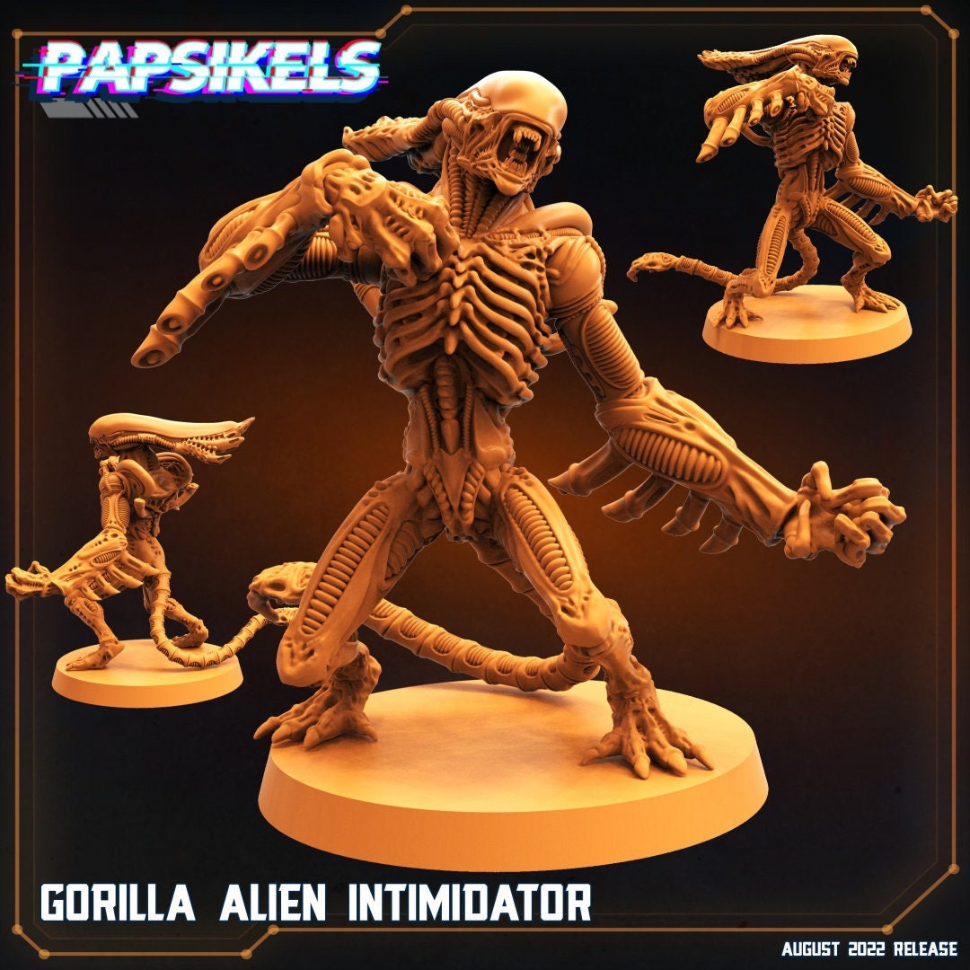50mm Alien Xeno Gorilla Intimidator - 32mm Scale Alien Miniature | RPG | Sci fi | Cyberpunk | Role Playing | DnD | Papsikel