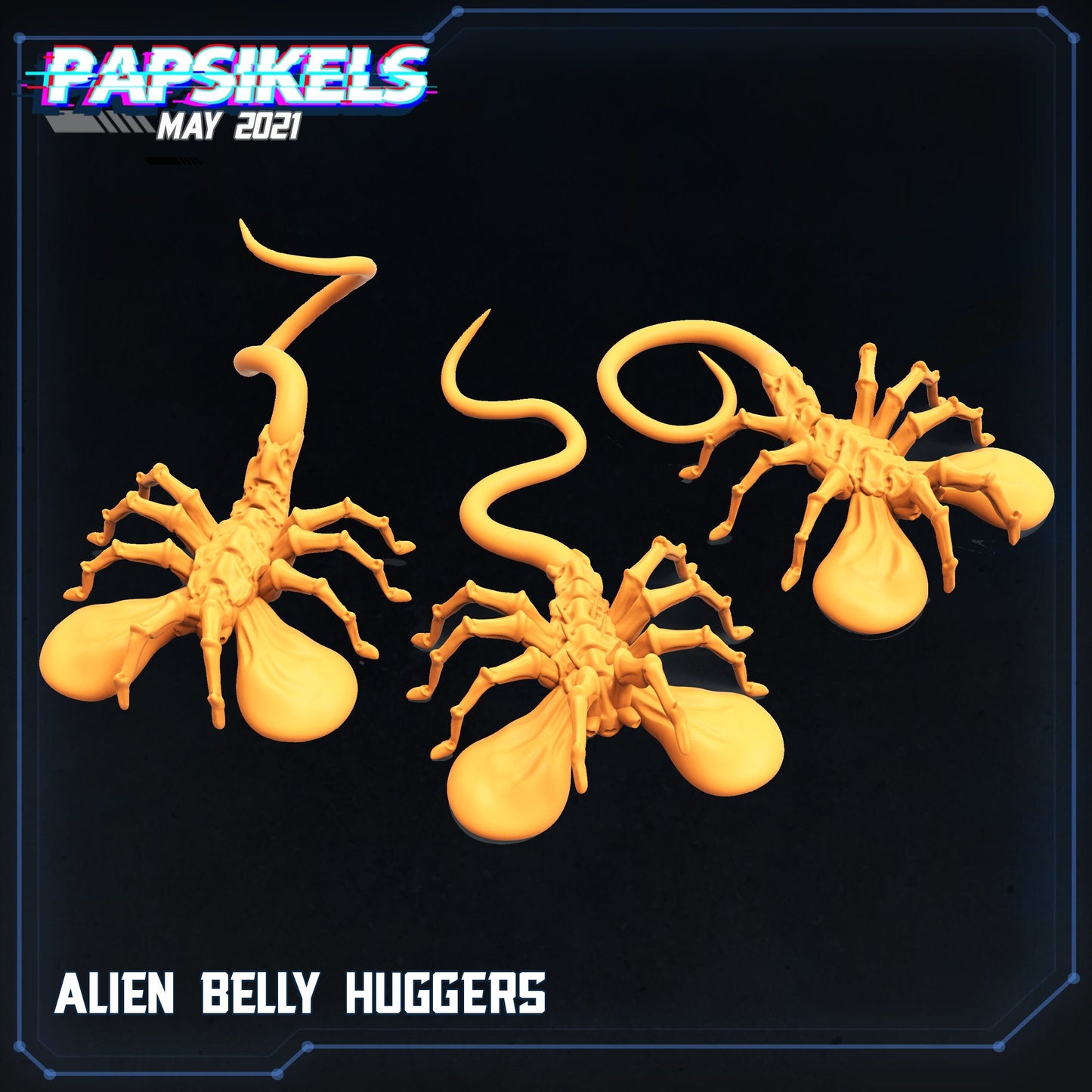 3pc Belly Hugger set - 32mm Scale Alien Miniature | RPG | Sci fi | Cyberpunk | Role Playing | DnD | Papsikel