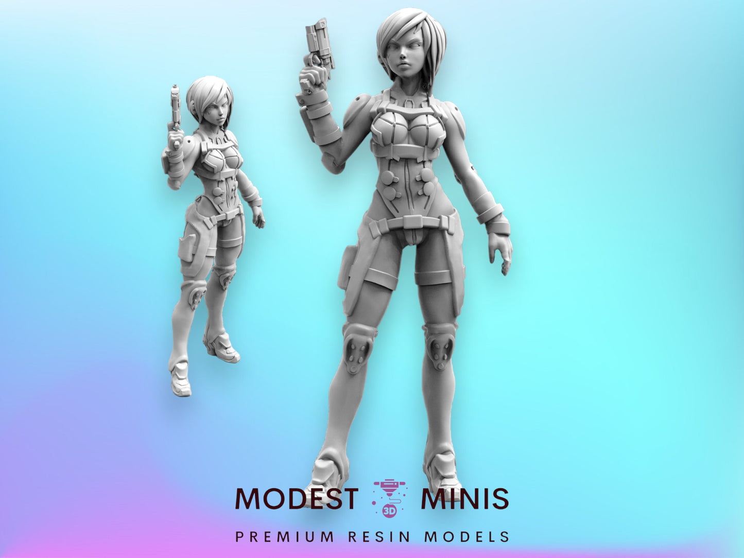 Cyborg Pilot Winowna - Resin Cyberpunk Miniature  | Papsikels