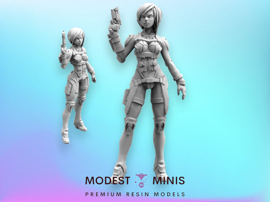 Cyborg Pilot Winowna - Resin Cyberpunk Miniature  | Papsikels