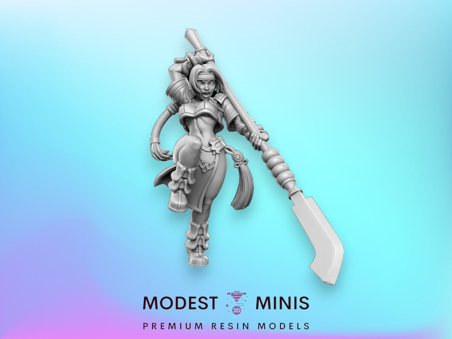 Nami Sung Female Glaive Fighter - 32mm Scale DnD Miniature | Dungeons and Dragons | JRPG Mini - RN Estudio