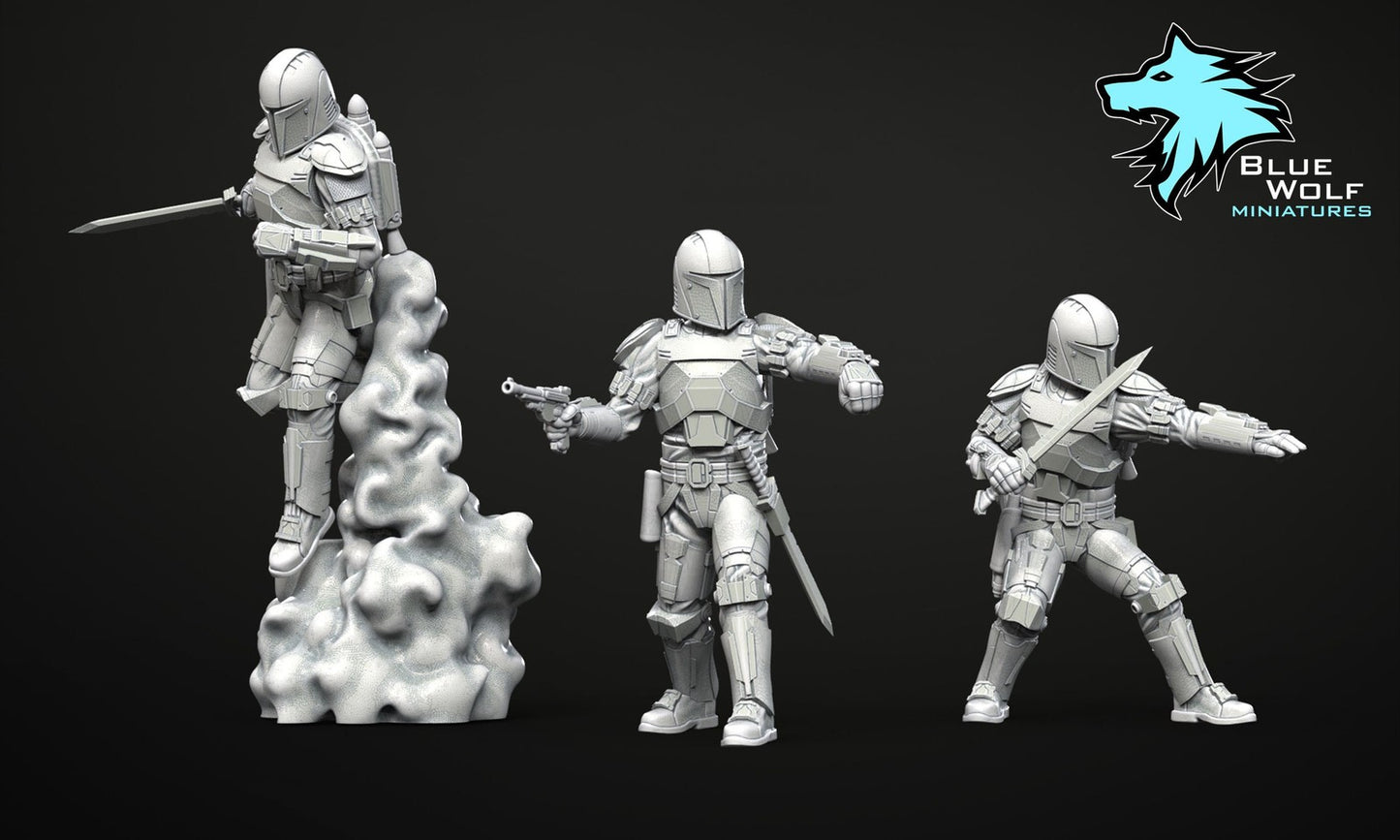 3pc Mando Assassins - 28mm - 40mm Scale | Blue Wolf Star Wars Legion Mini