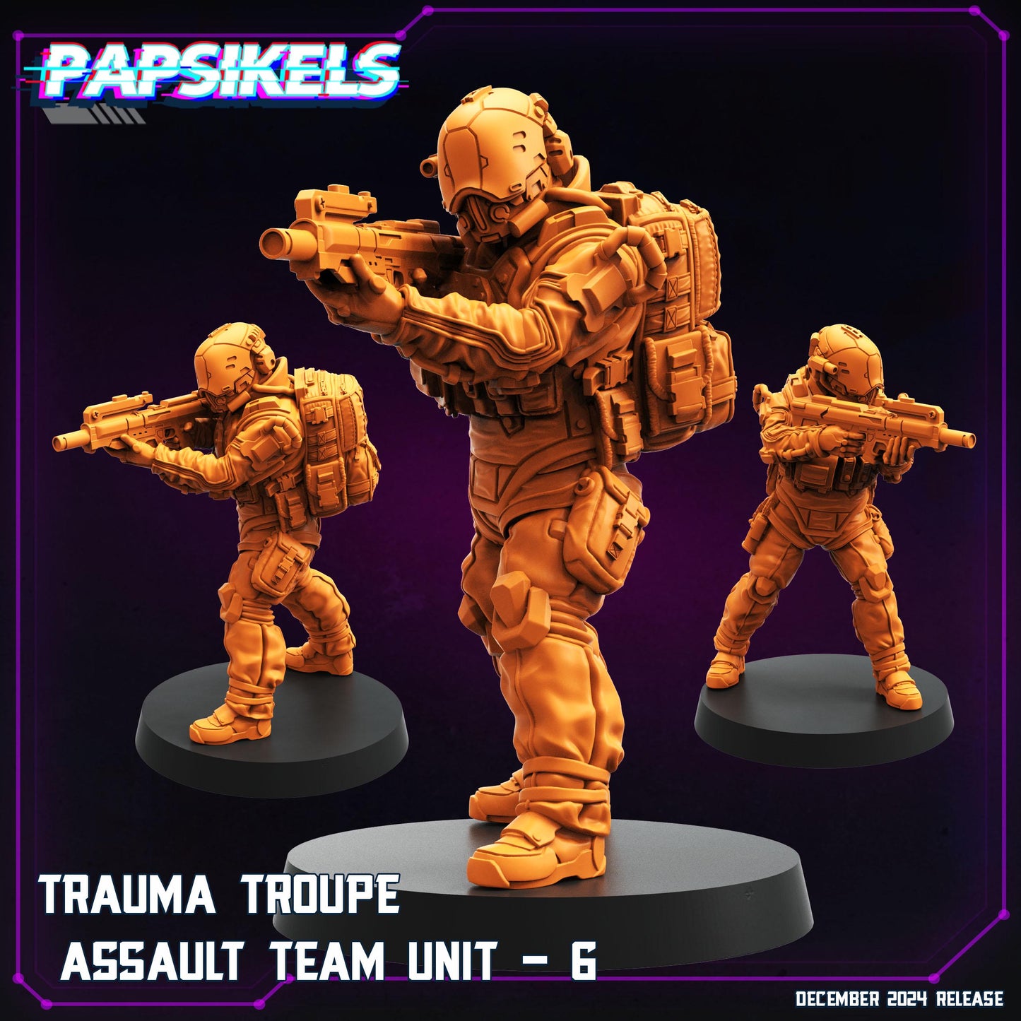 Trauma Troupe Assault Team - 28mm 32mm 40mm Scale Cyberpunk Mini  | Papsikels