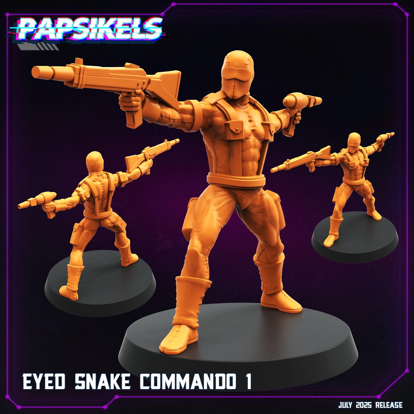 Eyed Snake Commando - 28mm 32mm 40mm Scale Cyberpunk Miniature  | Papsikels