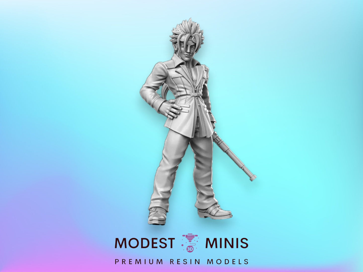 Terry Baton Fighter - 32mm Scale DnD Miniature | Dungeons and Dragons | JRPG Mini - RN Estudio