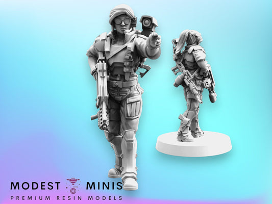 Female Colonial Marine Sgt Shepard - 32mm Scale Alien Miniature | RPG | Sci fi | Cyberpunk | Role Playing | DnD | Papsikel