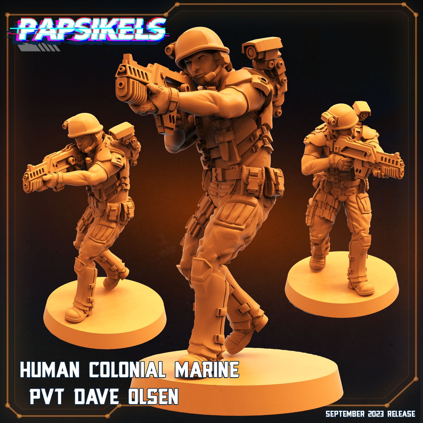 Colonial Marine PVT Dave Olsen - 32mm Scale Alien Miniature | RPG | Sci fi | Xeno | Role Playing | DnD | Papsikel