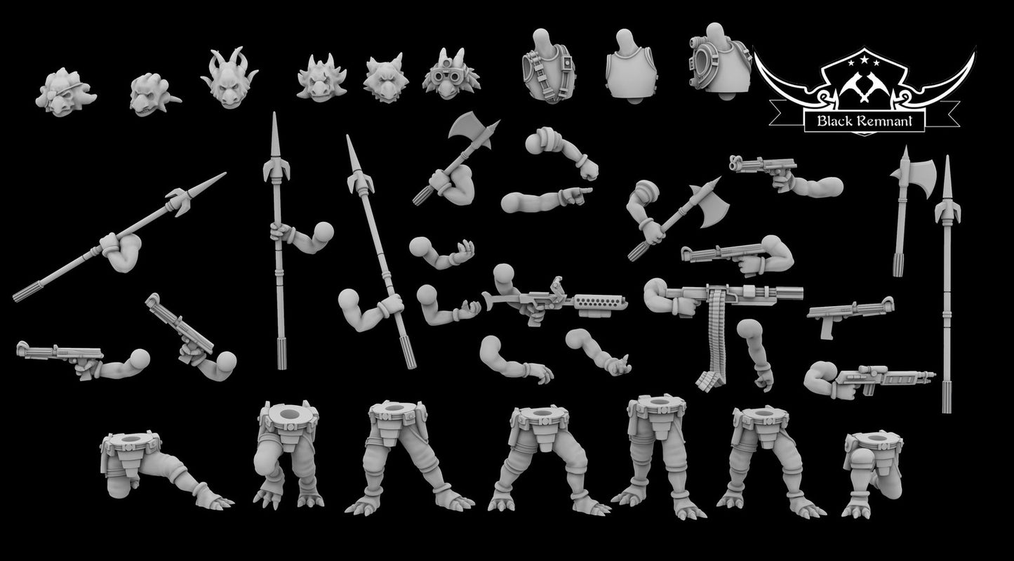7pc Dinosaur Troopers Modular - 28mm - 40mm Scale | Star Wars Legion Mini