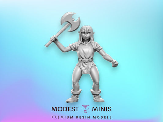 Heroine Quest Goblin Axe Female - 28mm 32mm Scale DnD Miniature | Dungeons and Dragons | RN Estudio