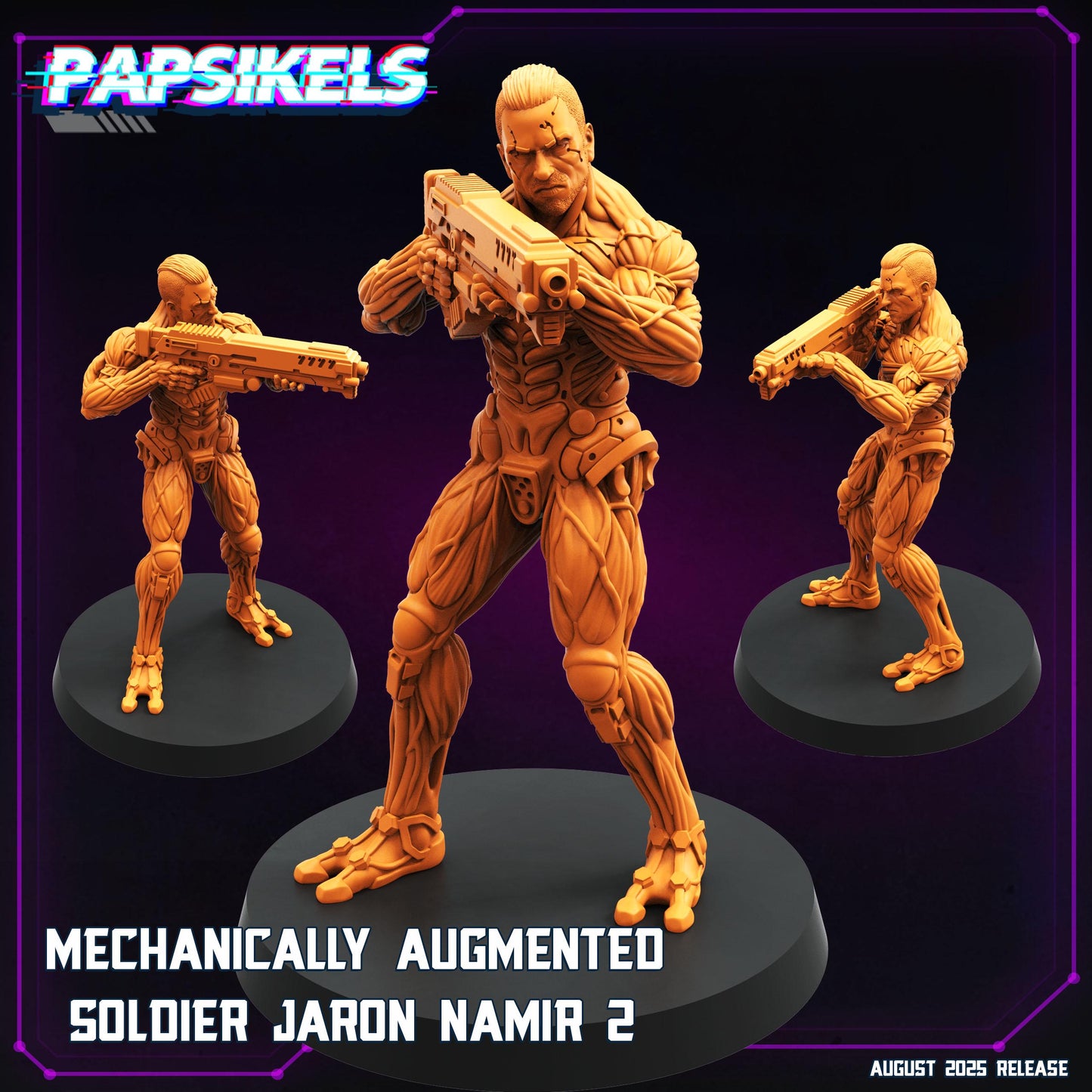 Augmented Soldier Jaron Namir 1-3 - 32mm Scale Cyberpunk Miniature  | Papsikels