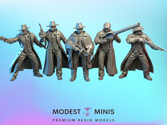 5pc Old School Mafia - 28mm Scale Resin Military Miniature | Zona Alfa | Spectre Ops Mini