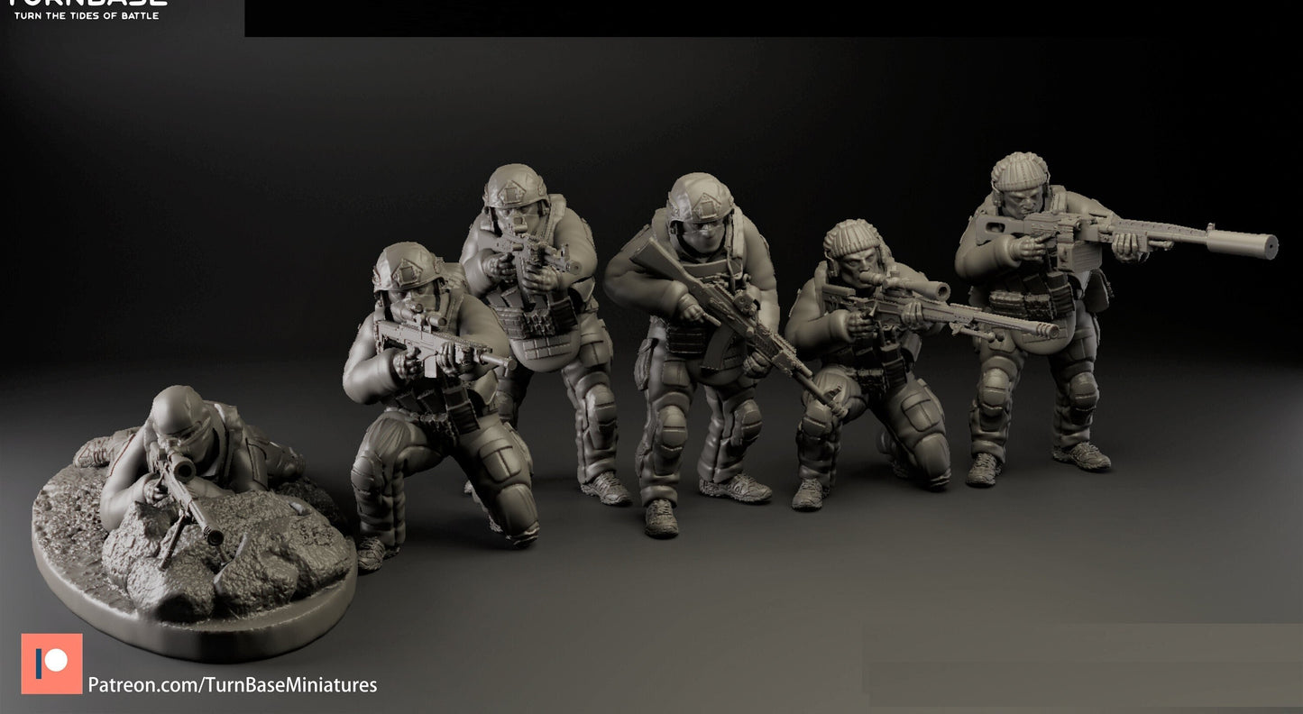 6pc Russian PMC - 28mm Scale Resin Military Miniature | Zona Alfa | Spectre Ops Mini